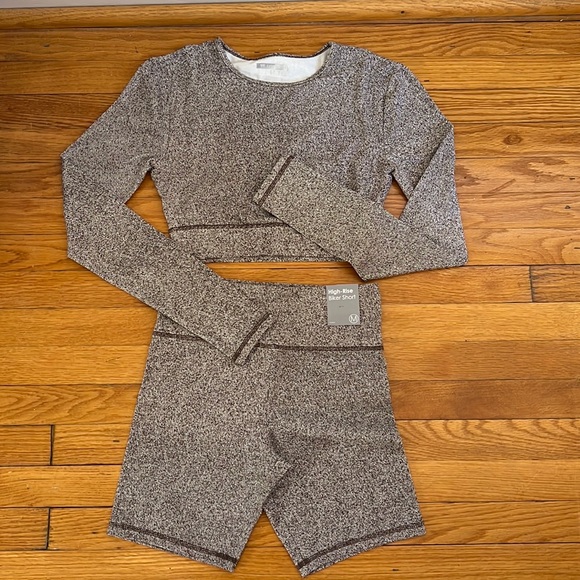 Forever 21 Tops - NWT Forever 21 Long Sleeve Cutout Crop Top High Rise Biker Shorts Medium